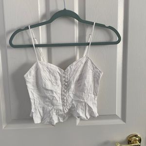 White Ruffle Crop Top